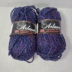 Lot of 2 Skeins Vintage Columbia Minerva Arlana Bulky Weight Yarn In Indigo